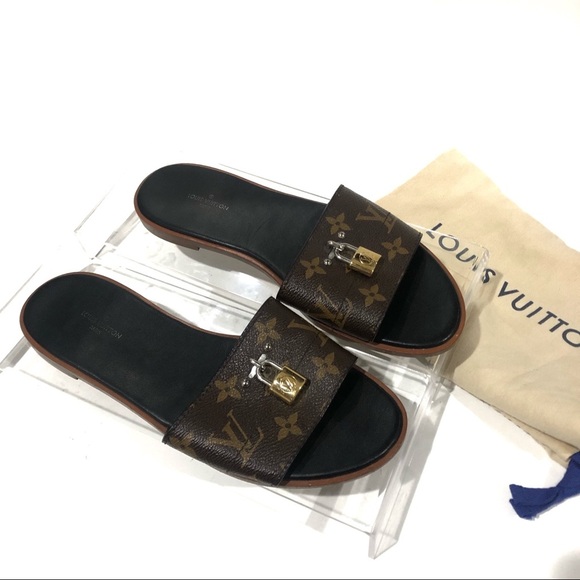 Louis Vuitton Shoes - Authentic Louis Vuitton Monogram Lock It Sandal Slide On Mules Size 38
